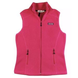 VINEYARD VINES Pink Salmon Fleece Mock Neck Vest
